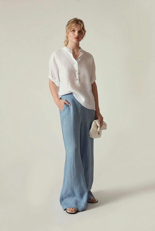 James Lakeland Relaxed White Linen Blouse