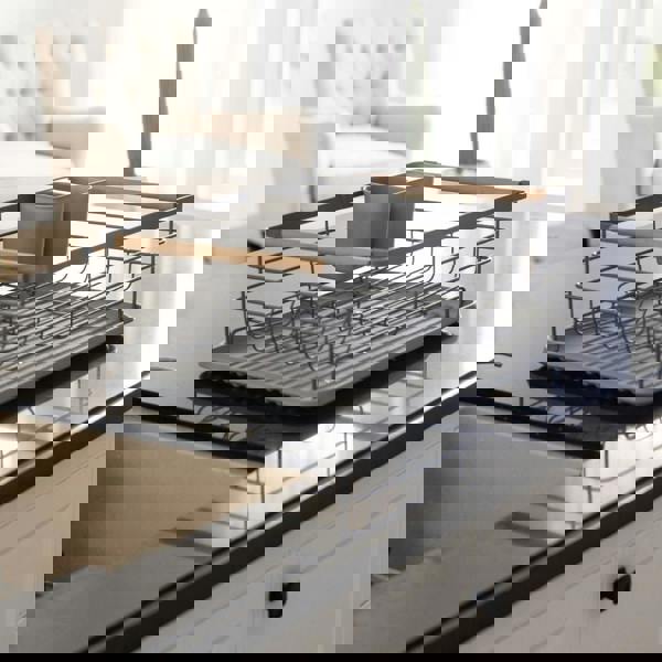 Living and Home Kitchen Metal Dish Drainer Rack Organizer Sink with Removable Drip Tray