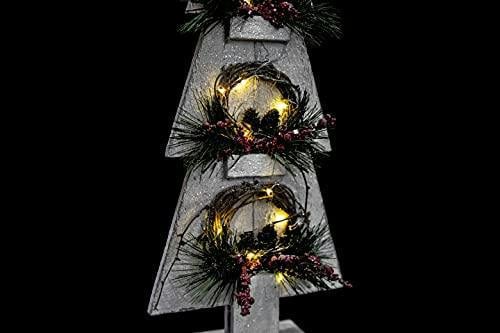 25 x 10 x 80H cm Grey Wooden LED Christmas Tree Tabletop Decoration with Warm White Lights image 4