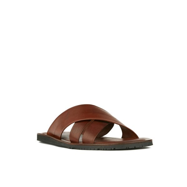Embassy London Rio - Brown - Men's crossover straps fully leather lined slide sandal