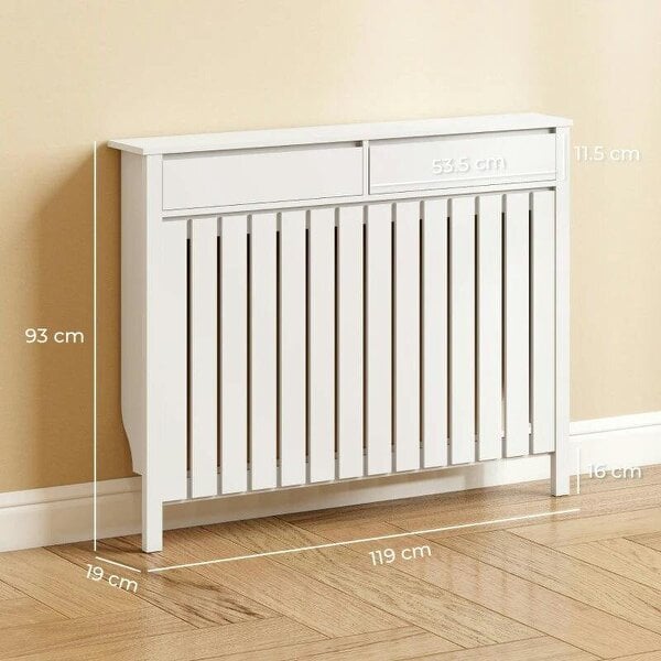 93 x 119cm Rustic-Look Radiator Cover - White