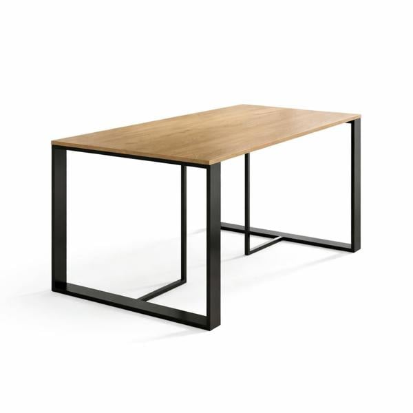 Decortie Modern Lenora Dining Table 140x80cm, 6 Seater Kitchen Table for Room, Particleboard with Metal Legs