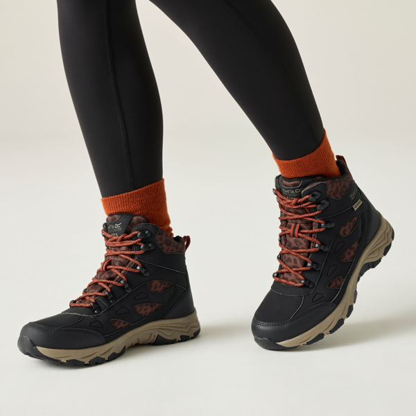 Regatta Womens Vendora Leopard Synthetic Leather Walking Boots - Black