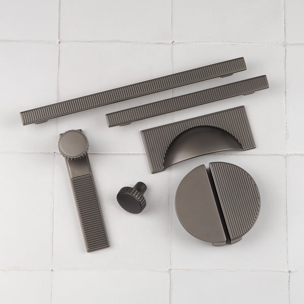 Handle & Home Anthracite Grey Ribbed Detailing Handles and Coordinating Knobs