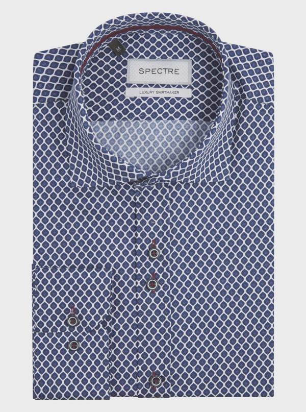 Spectre Arlo Geometric Print Luxury Shirt - Navy