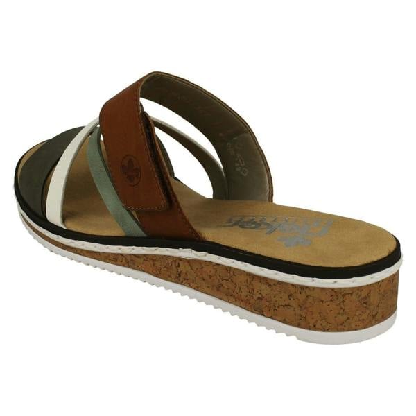 Rieker Ladies Rieker Wedge Heeled Strappy Mule Sandals V3652