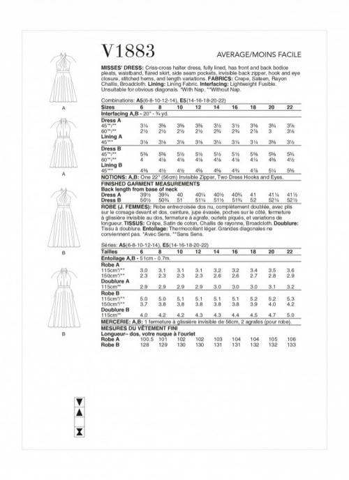 Vogue Sewing Pattern 1883, Dresses for Women, E5 (14-16-18-20-22) - Intermediate