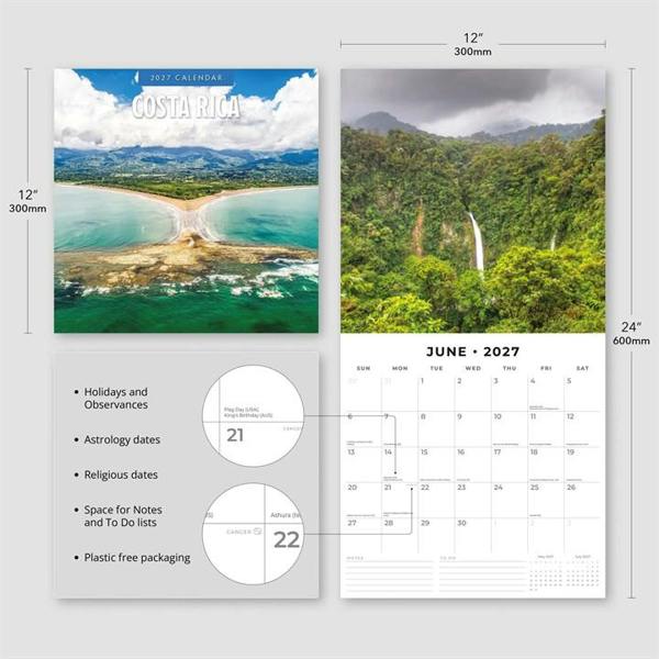 Costa Rica Calendar 2027, Wall Calendars, Month To View, Travel, Gift