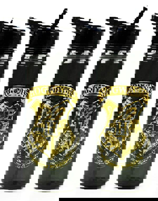 Harry Potter Unisex Kids Black Hogwarts Crest Print Straw Water Bottle (One Size)