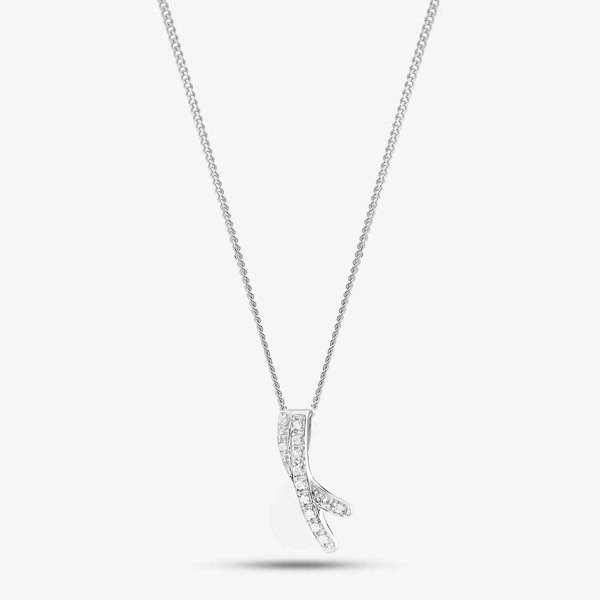 T. H. Baker Sterling Silver Cubic Zirconia Two Row Crossover Necklace DJP915 8.13.0034