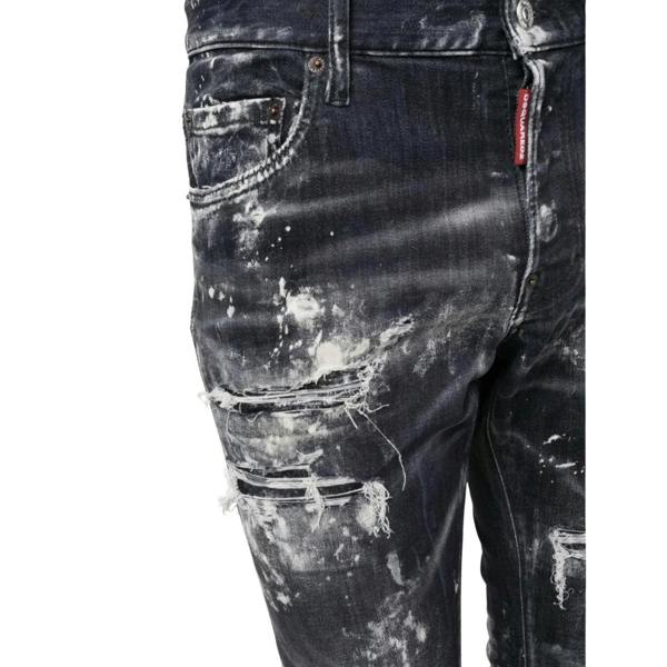 DSQUARED2 Super Twinky Jean Destroyed Paint Effect Black Jeans W28