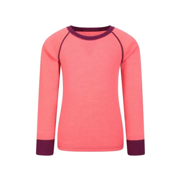 Mountain Warehouse Childrens/Kids Merino II Round Neck Base Layer Top - Bright Pink