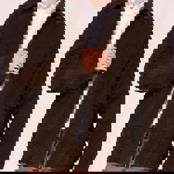 Barneys Originals Men's Brown Suede Bomber Jacket