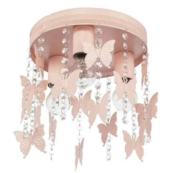Happy Homewares Childrens Ceiling Light Fitting in Blush Pink with Hanging Butterflies