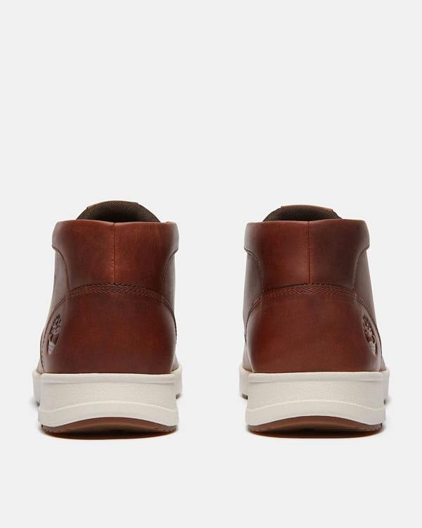 Timberland Parker Street Full Grain Leather Mid Mens Trainers - Rust | CHO | Designer Mens Trainers