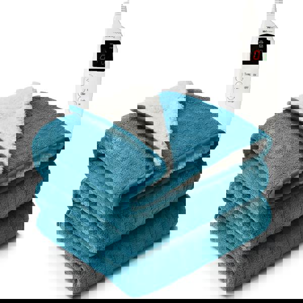 MONHOUSE Heated Electric Throw 9H Timer 9 Heat Setting Shearling Fleece Blanket