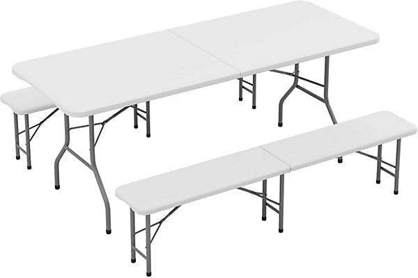 6ft Folding Table and benches heavy duty Indoor and Outdoor use Garden Camping Event Table