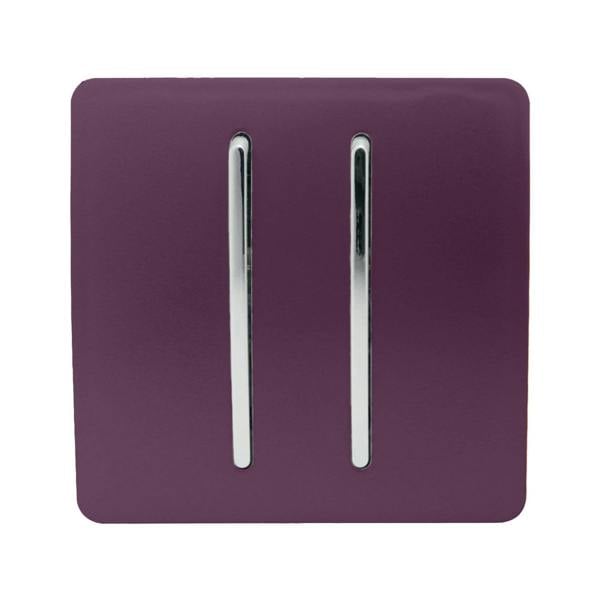 Trendi Switch 2 Gang 1 or 2 way Rocker Light Switch in Plum Purple
