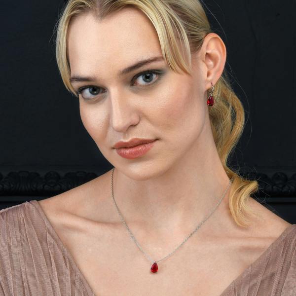 namana 925 Sterling Silver Red Pear Drop Earrings