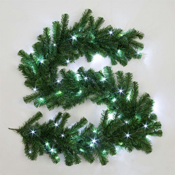 2m Green Alaskan Pine Christmas Garland with 120 Tips for Home, Fireplace, Door and Stairs image 1