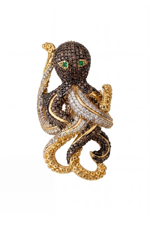 Latelita Octopus Cocktail Ring Nordic Gold Adjustable
