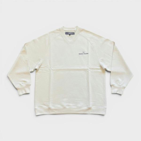 Russell Athletic V Neck Logo Sweatshirt Cloud White