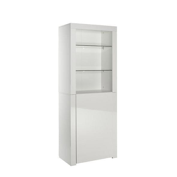 MMT Furniture Designs Modern White Matt Gloss Buffet Sideboard Cabinet with LED Lights