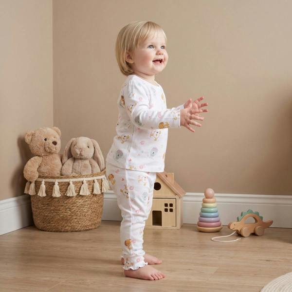 Mini Cuddles Baby Girls Printed Leggings Pack of 3, White, Mint and Navy Blue