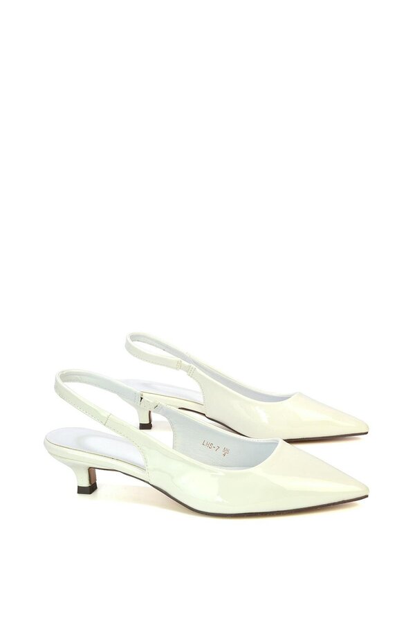 XY LONDON Pointed Toe Low Kitten Heel Slingback Pumps
