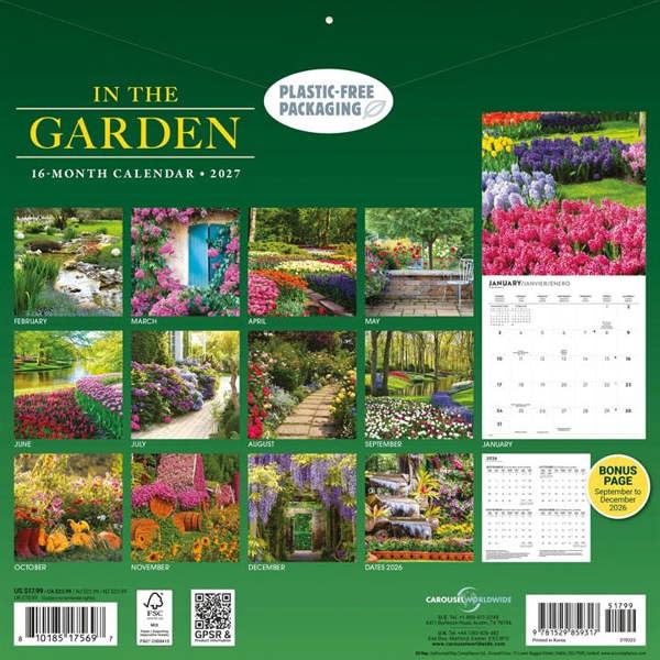 In the Garden Calendar 2027, Wall Calendars, Month To View, Lifestyle, Gift