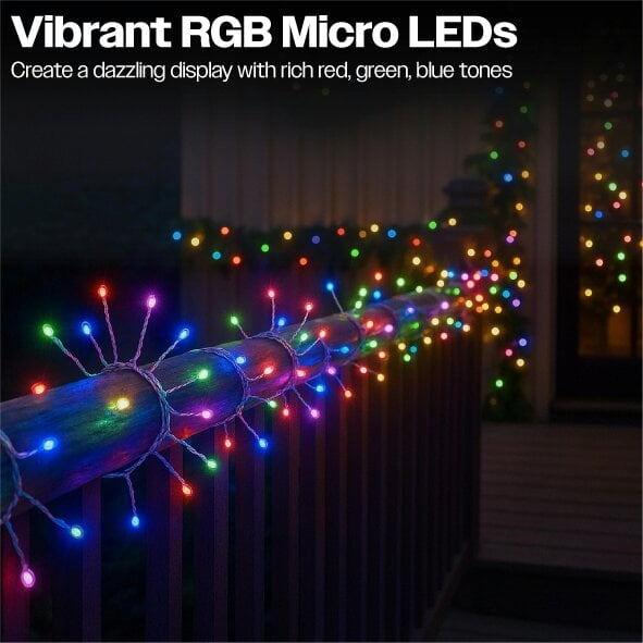 Scotts of Stow Xmas Haus Mini Cluster Light Smart RGB 10m Silver Wire  Hello Fairy App Control and Handheld Remote Control