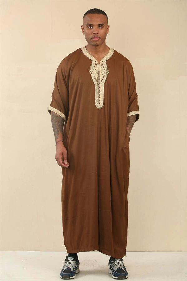 Infinity Leather Men's Moroccan Thobe Jubba Robe Eid Djellaba Gandoura