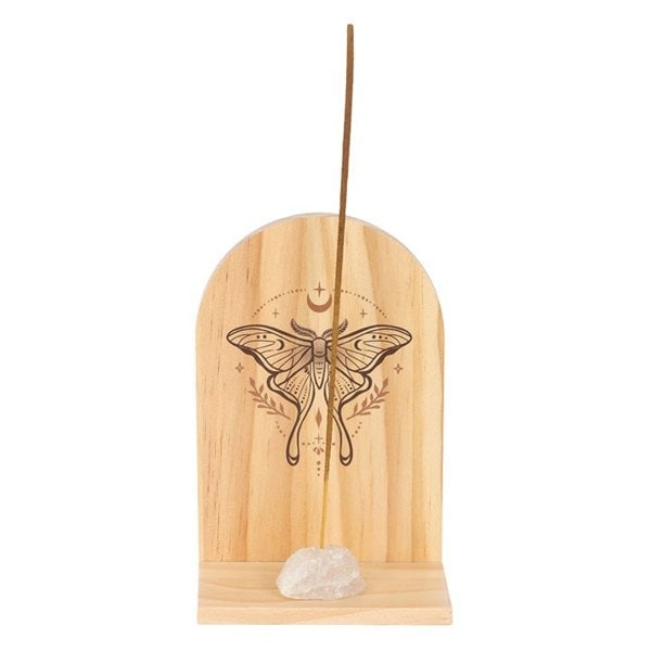 Serano Natural Luna Moth Wooden Incense Holder Shelf