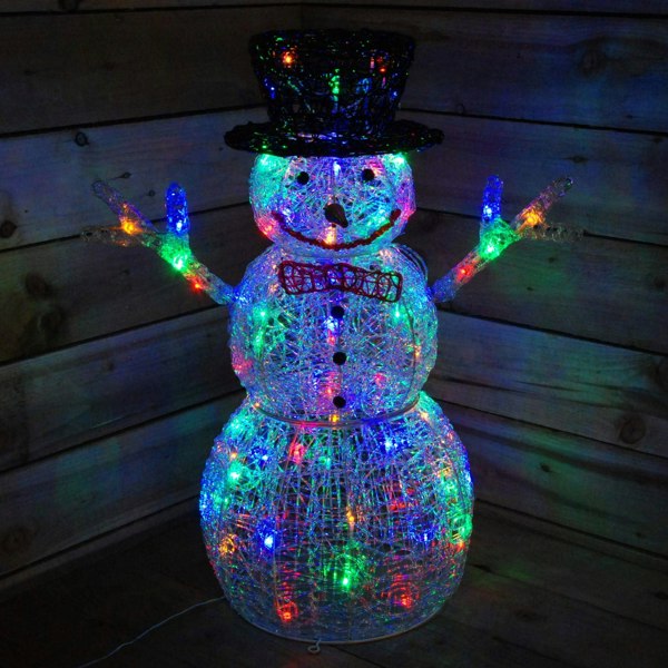 Samuel Alexander LIGHT UP 76cm ACRYLIC Christmas SNOWMAN with 88 MULTI COLOUR LED Lights