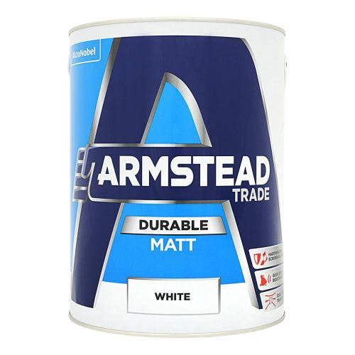 Armstead Trade Durable Matt Paint White 5L Pack of 2