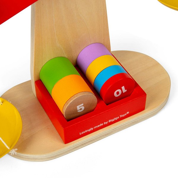 Bigjigs Toys Wooden Balancing Scales Game - Includes 7 Weighted Discs