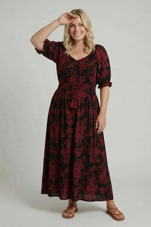 Black | Curve Baroque Print A-Line Maxi Dress