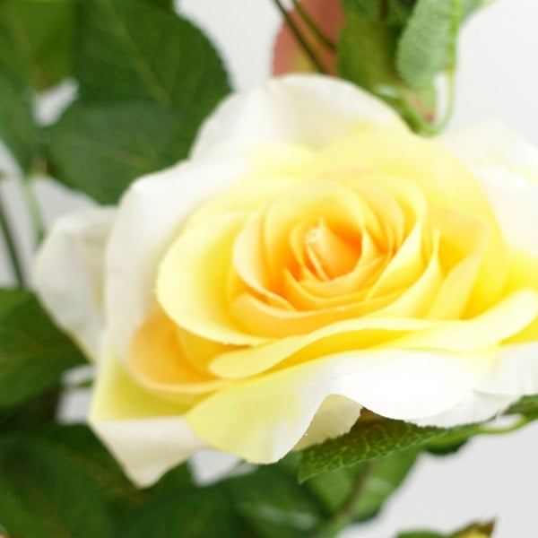 Leaf 50cm Artificial Yellow Rose Plant