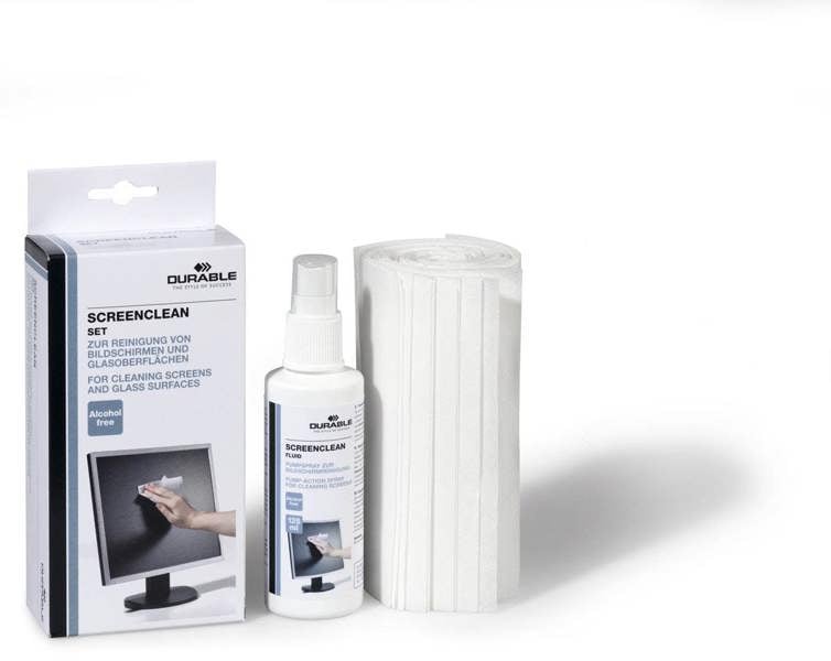 Durable SCREENCLEAN Screen Clean Spray Bottle and 20 Wipes | 125ml