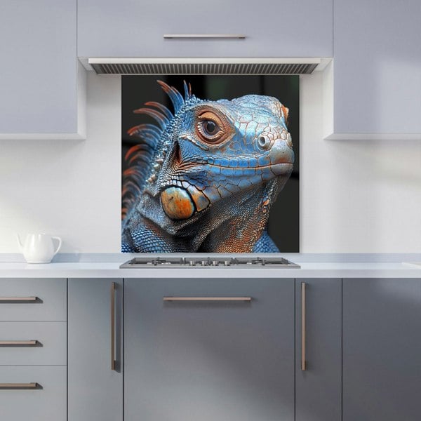 Warren Reed Blue Lizard Glass Kitchen Splashback - 00039