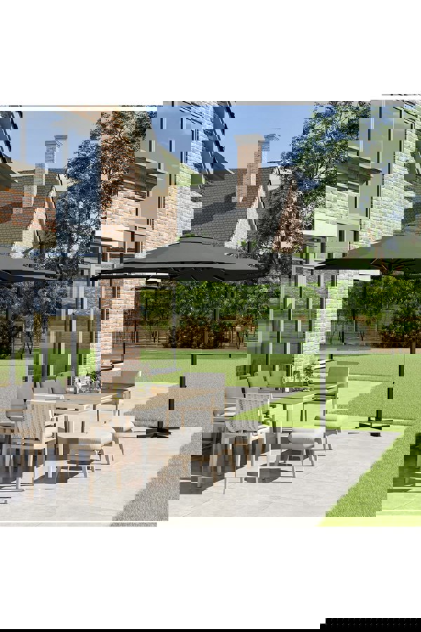 den 300cm Wide GarParasol Outdoor Hanging UV Resistant and Waterproof Umbrella for Patio Parasols Living and Home Parasol + Cross Base + Petal Water Tank Claret