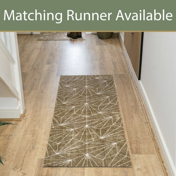 JVL Mega Mat Machine Washable Entrance Runner and Doormat Set, Brown Geo