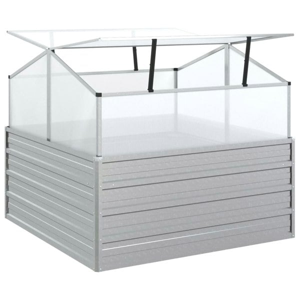 Berkfield Garden Raised Bed with Greenhouse 100x100x85 cm Silver