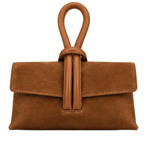 Love EMVY Italian Genuine Suede Leather Knotted Loop Clutch & Shoulder Bag