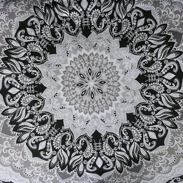 Smart Living Reversible Polycotton Paisley Mandala Duvet Cover and Pillowcase Set - Black