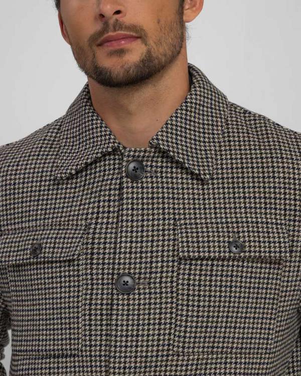 Steel & Jelly Hawkridge - Houndstooth Wool Blend Harrington Jacket