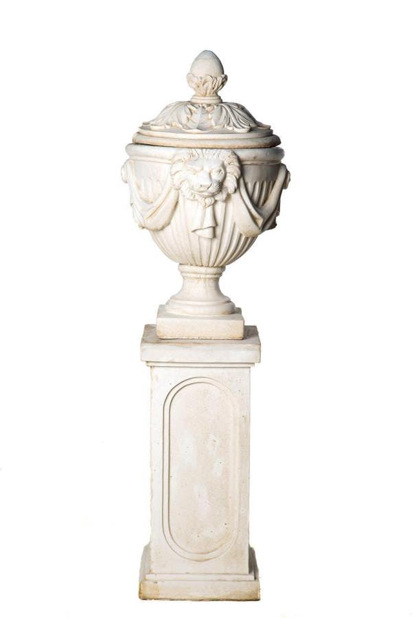 White Stone Royal Garden Urn with Plinth