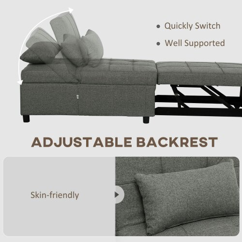 Wyld Haus Lulusa Kela Fabric Dark Grey 4 In One Convertible Single Sleeper Chair