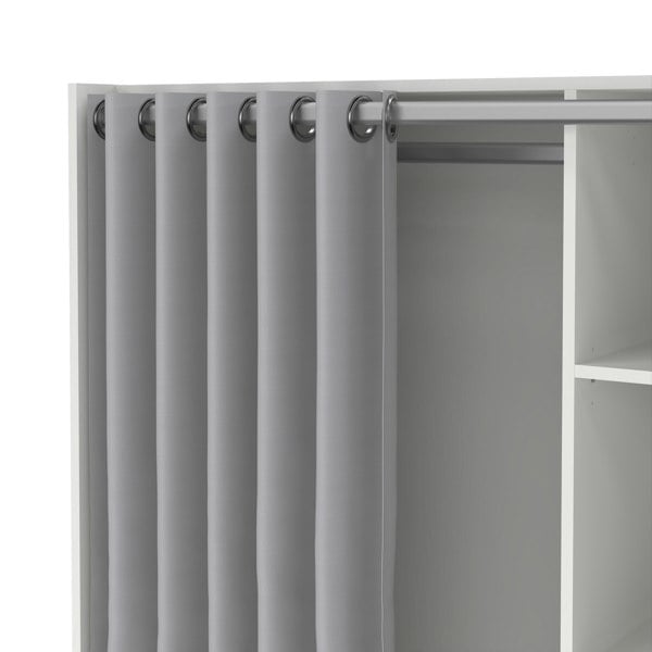 Furniture To Go Uppsala Open Mobile Wardrobe Unit in White with a Grey Textile Curtain