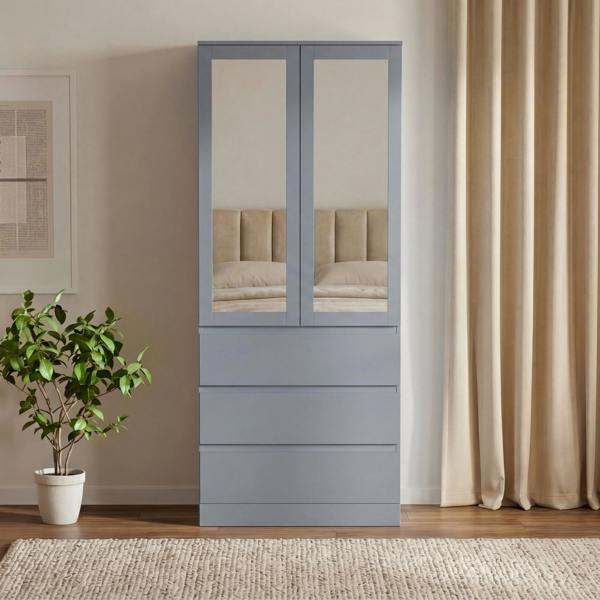Vida Designs Denver 2 Door 3 Drawer Mirrored Wardrobe